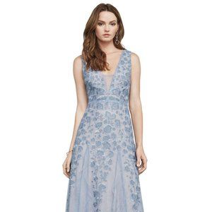 BCBGMAXAZRIA Blue Elina Floral Lace Gown